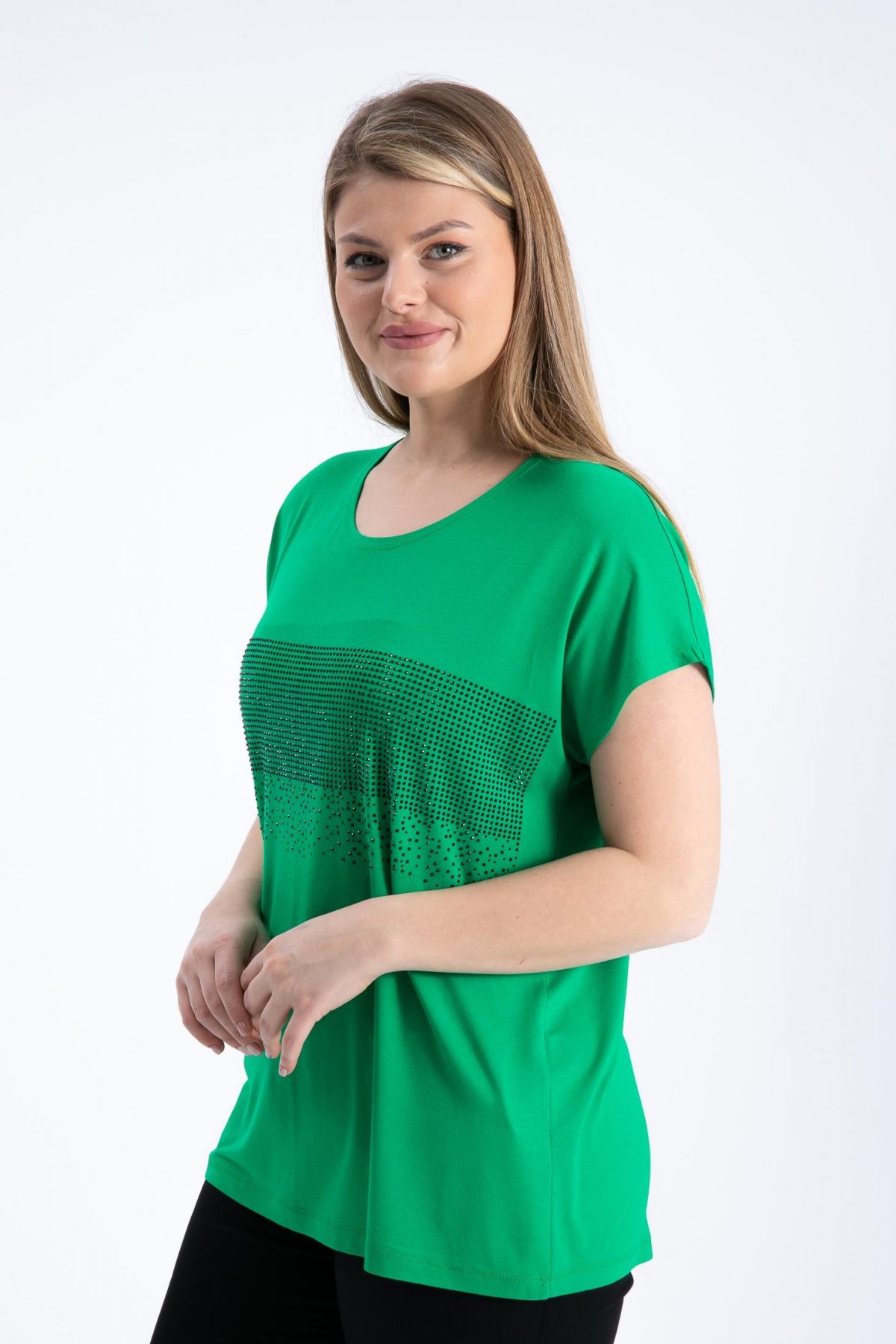 büyük beden kadın yeşil bluz