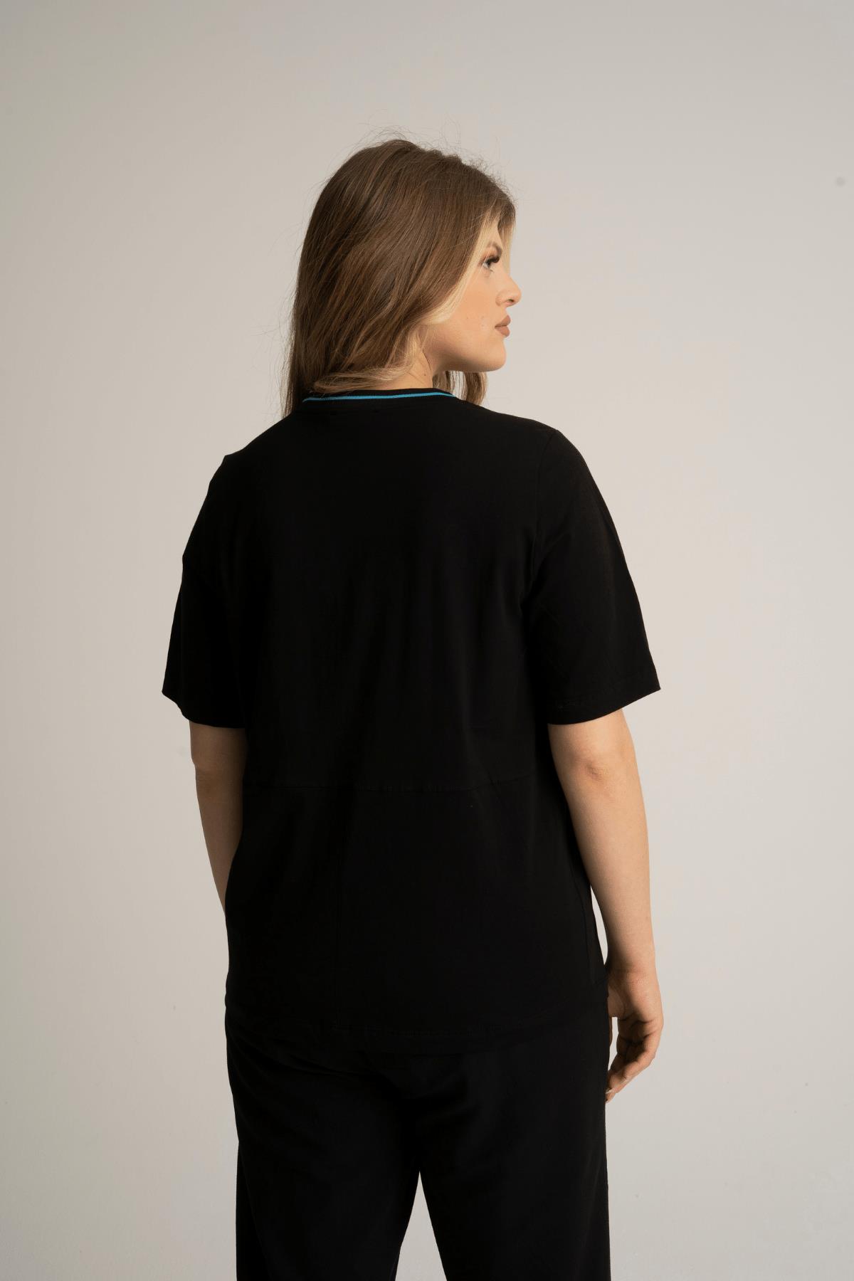 Kadın Oversize Pamuklu Siyah Bluz