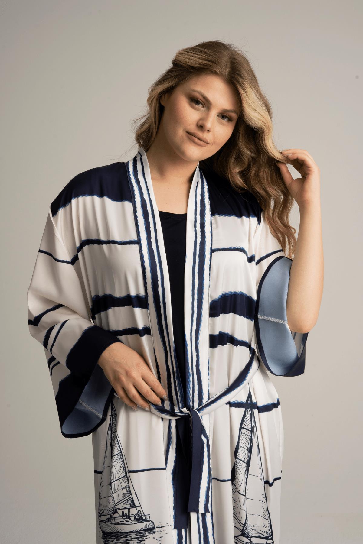 Kadın Marina Desenli Kimono
