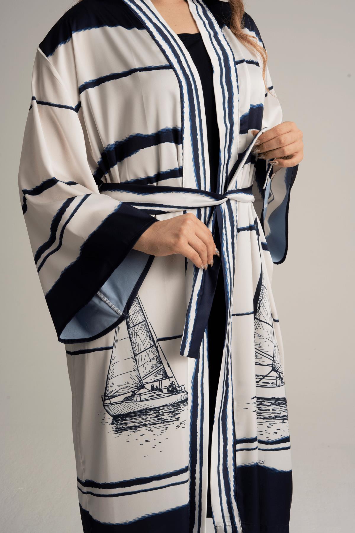 Kadın Marina Desenli Kimono