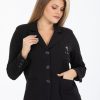 Kadın Klasik Yaka Düğmeli Siyah Pamuklu Ceket