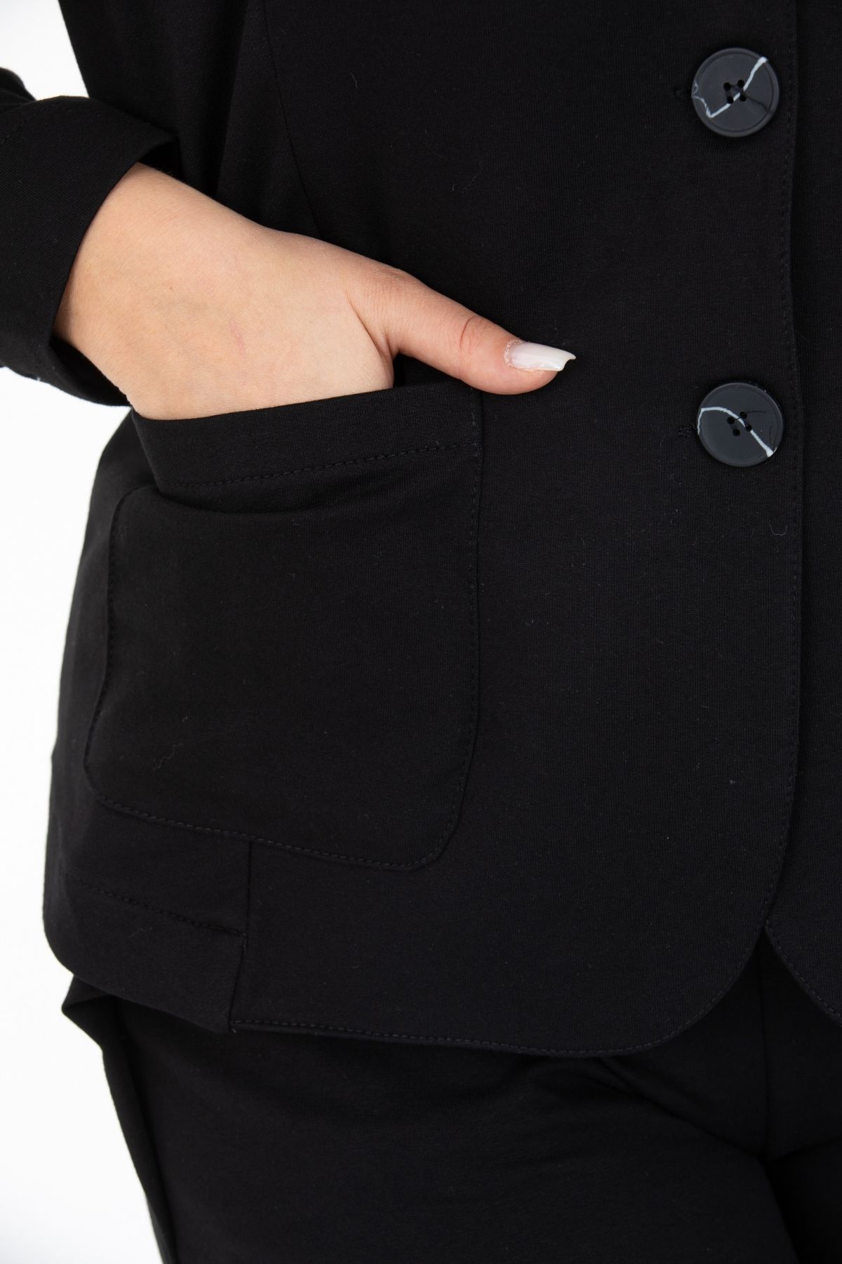 Kadın Siyah Pamuklu Ceket