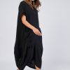 Büyük Beden Siyah Uzun Günlük Krep Elbise